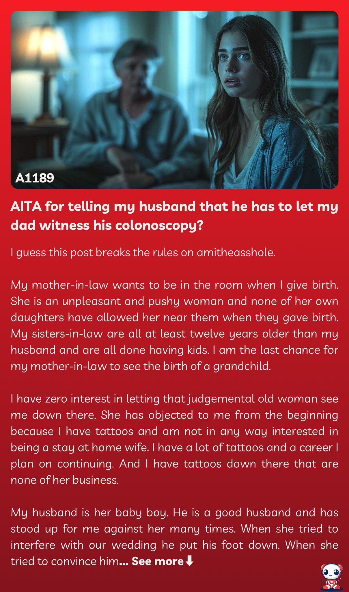 AITA for telling my husband that he has to let my dad witness his colonoscopy?
