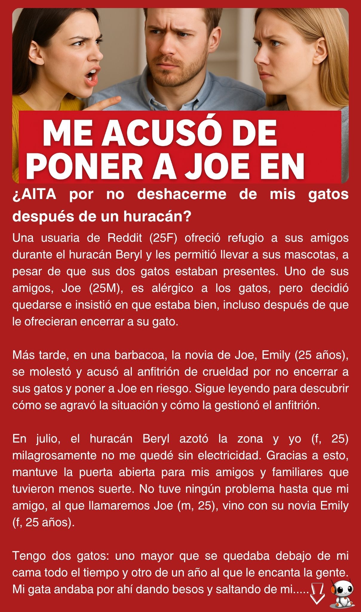 ¿AITA por no deshacerme de mis gatos después de un huracán?