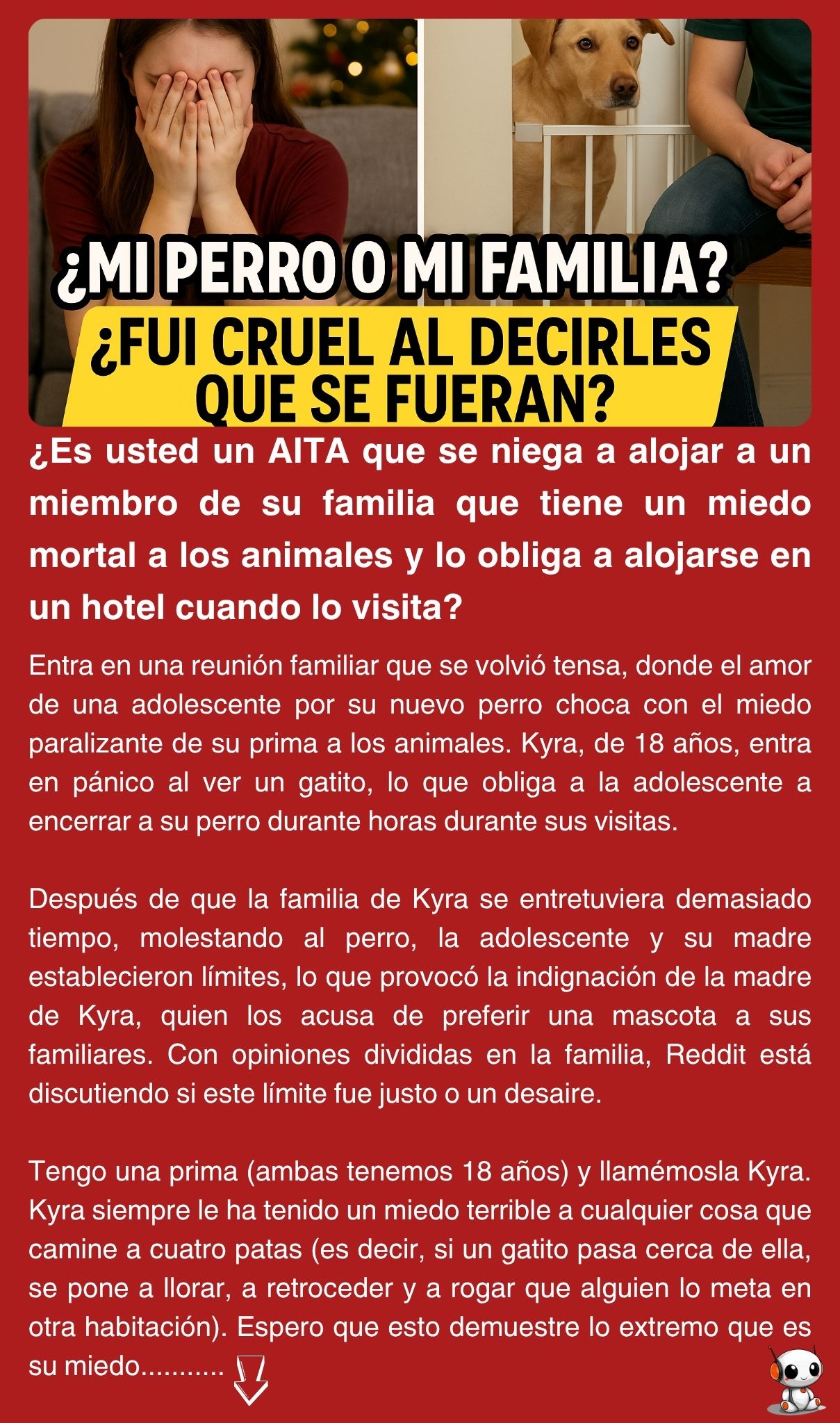 ¿Es usted un AITA que se niega a alojar a un miembro de su familia que tiene un miedo mortal a los animales y lo obliga a alojarse en un hotel cuando lo visita?