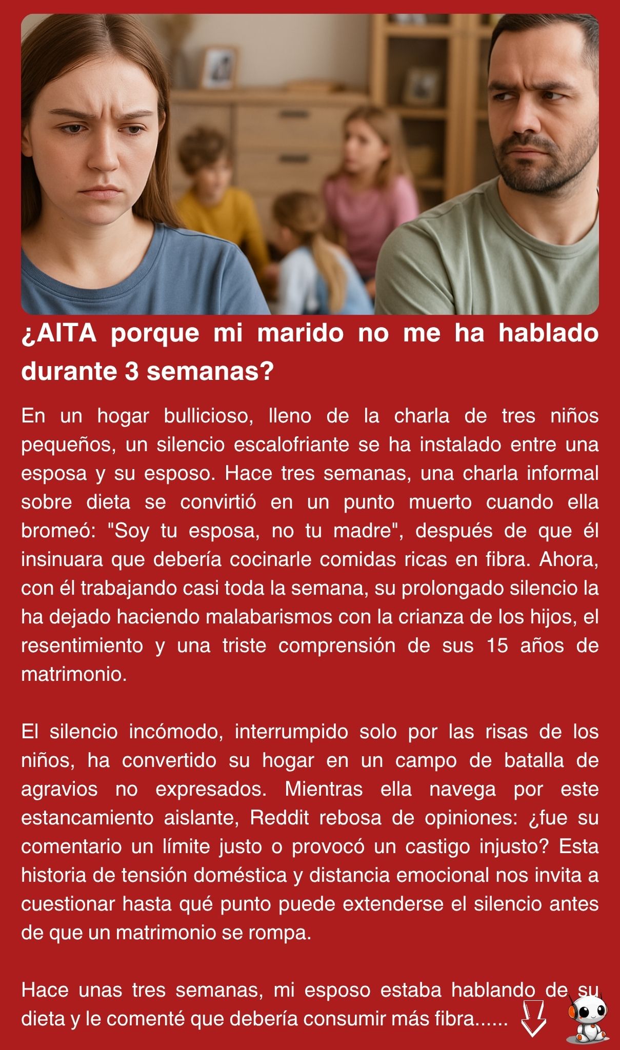 ¿AITA porque mi marido no me ha hablado durante 3 semanas?