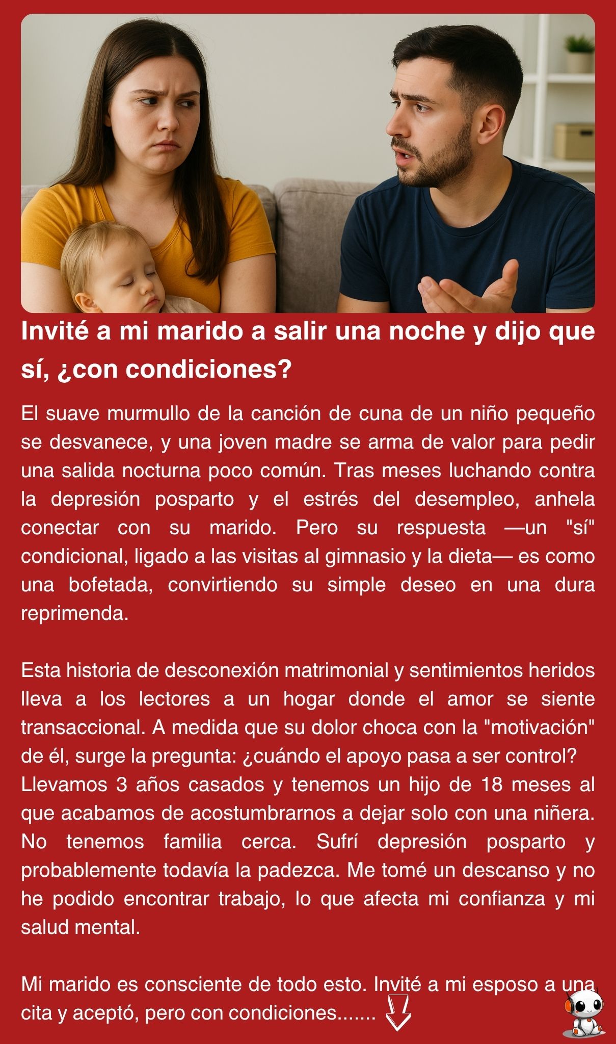 Invité a mi marido a salir una noche y dijo que sí, ¿con condiciones?