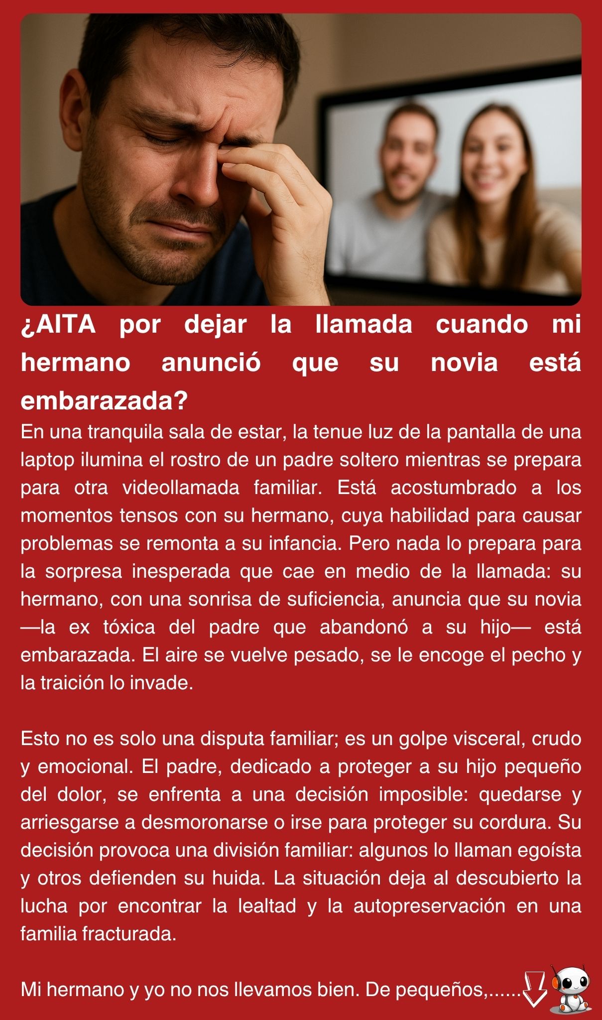 ¿AITA por dejar la llamada cuando mi hermano anunció que su novia está embarazada?