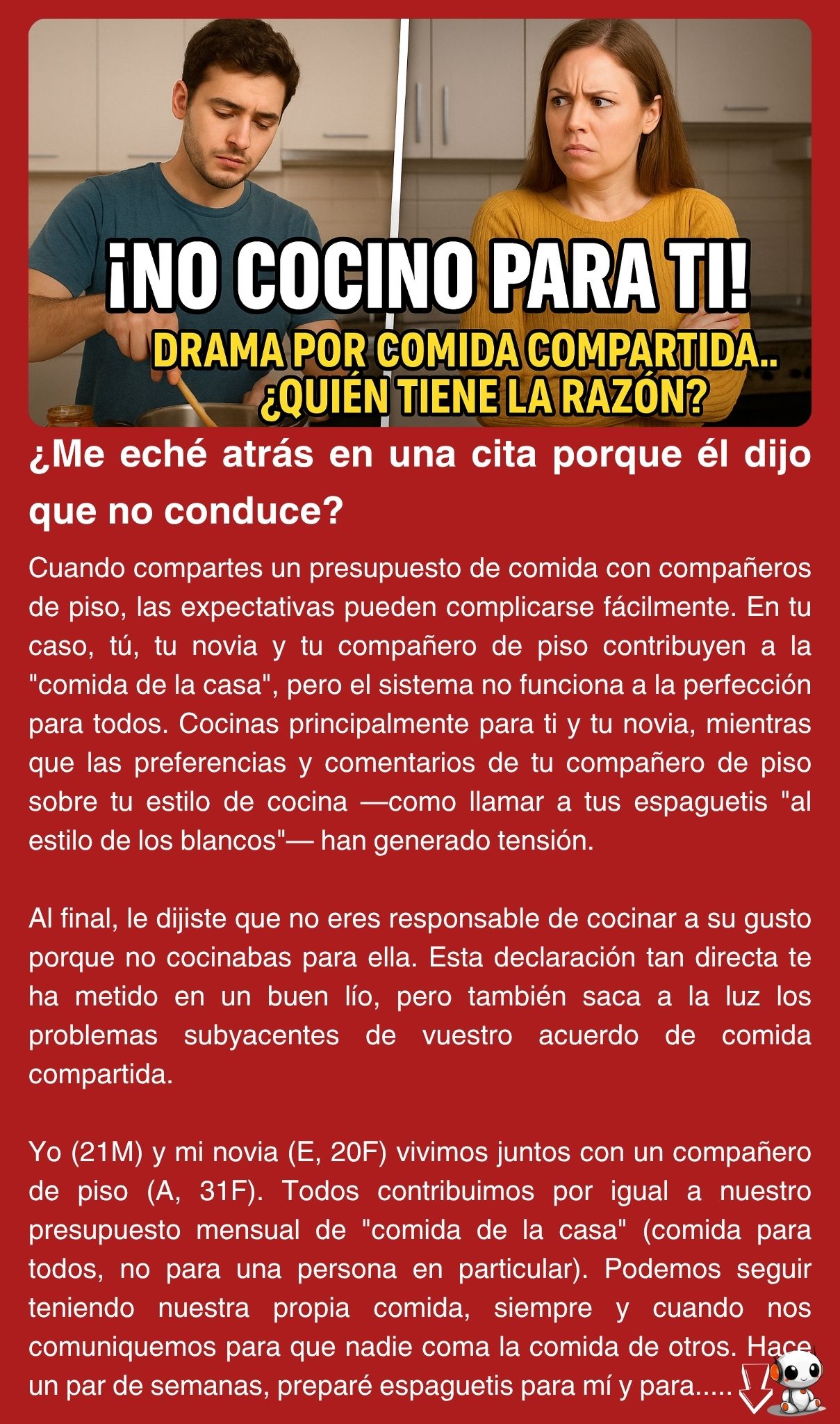 ¿Me eché atrás en una cita porque él dijo que no conduce?