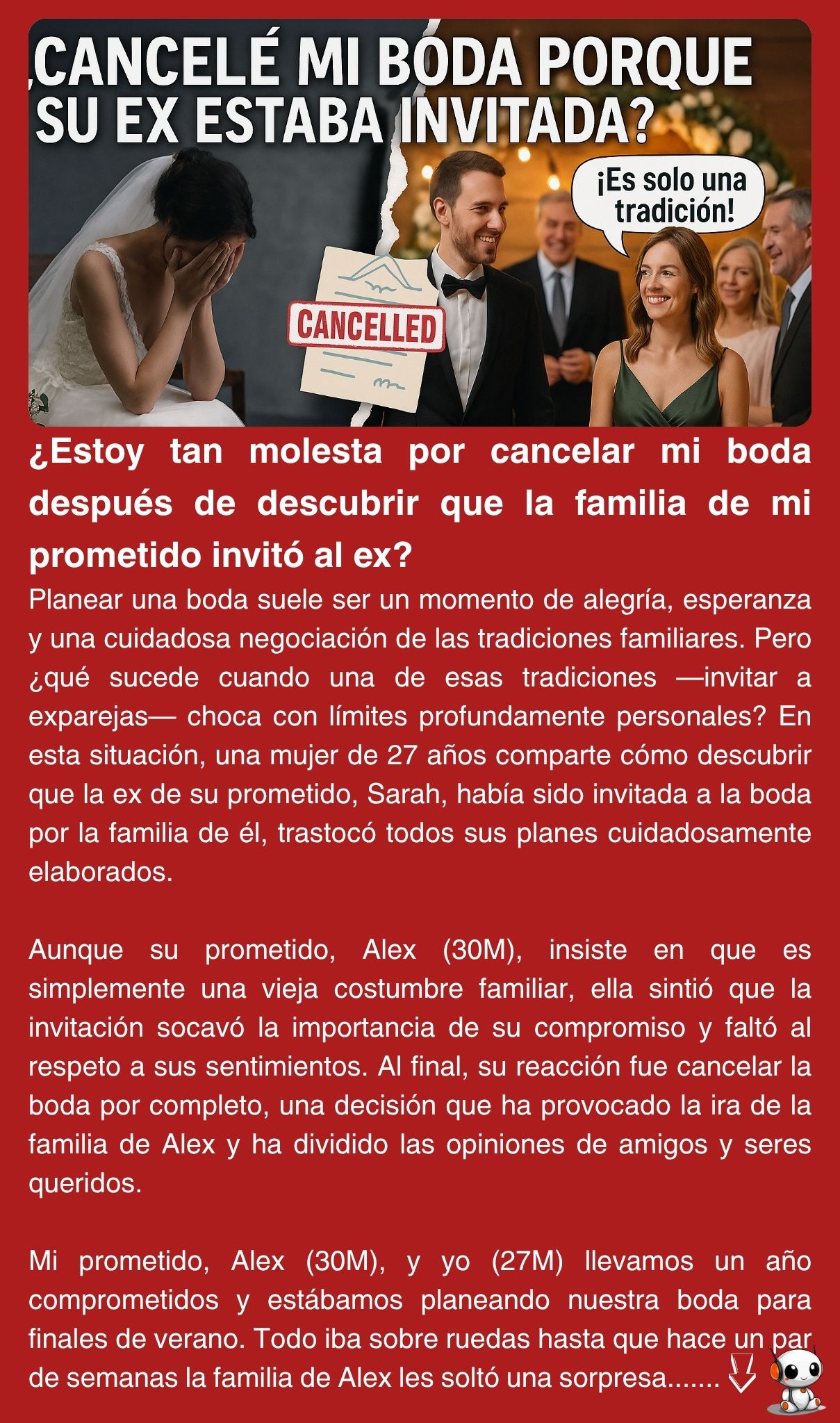 ¿Estoy tan molesta por cancelar mi boda después de descubrir que la familia de mi prometido invitó al ex?