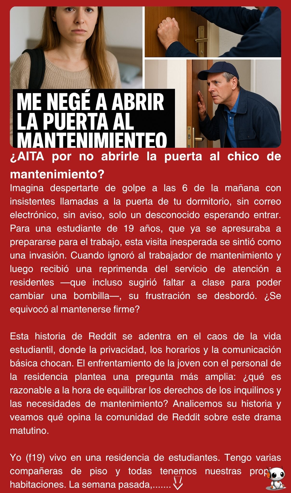 ¿AITA por no abrirle la puerta al chico de mantenimiento?