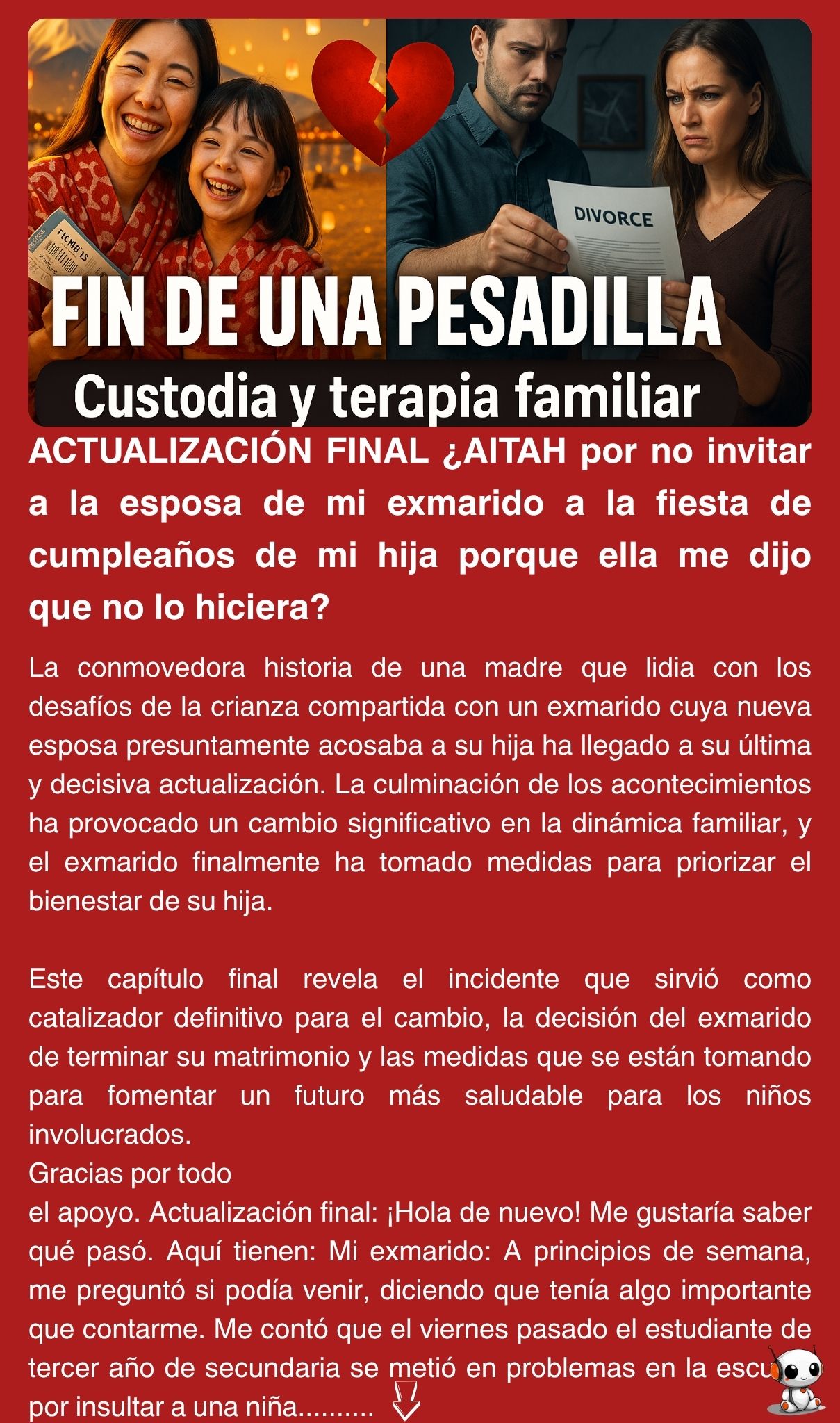 ACTUALIZACIÓN FINAL ¿AITAH por no invitar a la esposa de mi exmarido a la fiesta de cumpleaños de mi hija porque ella me dijo que no lo hiciera?