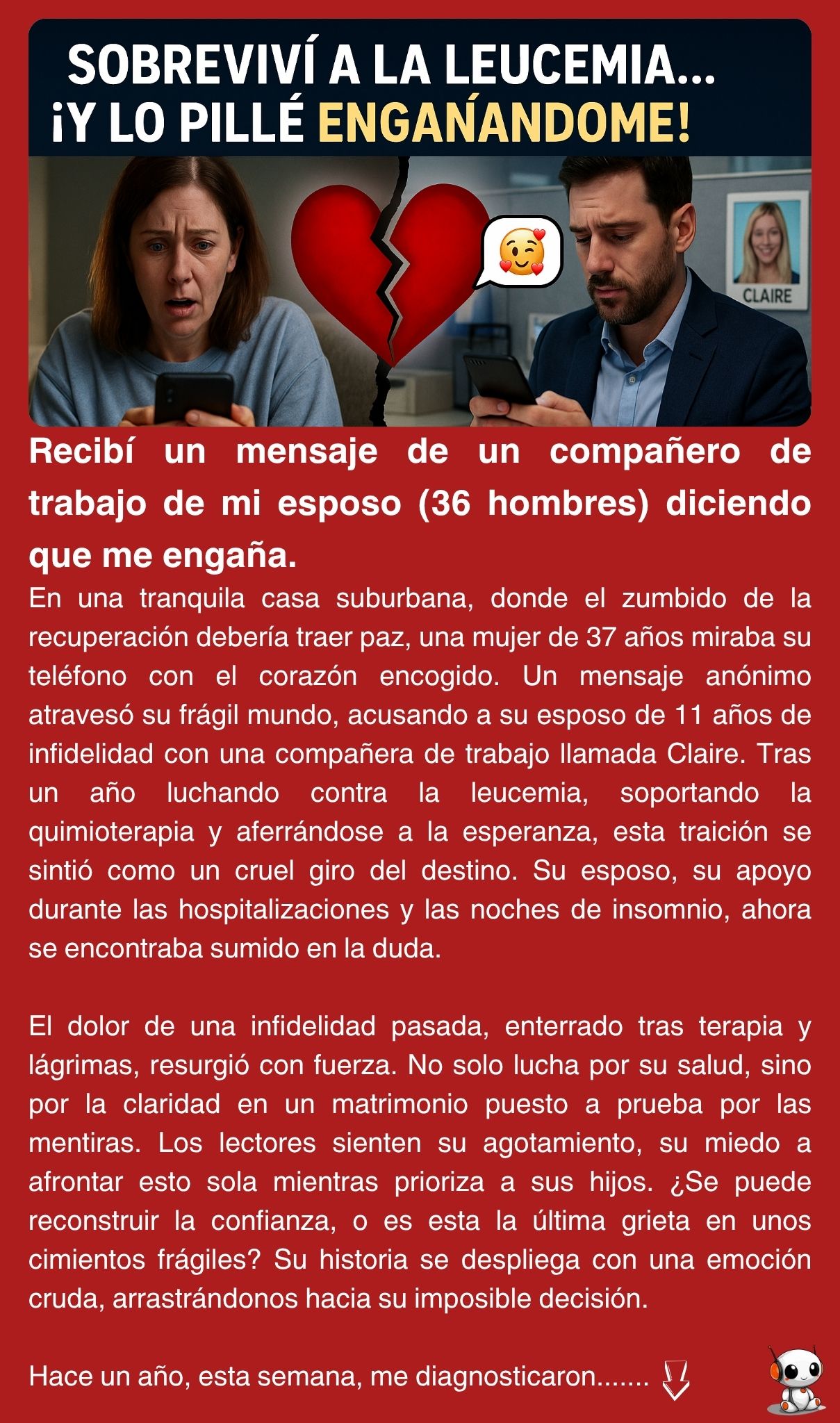 Recibí un mensaje de un compañero de trabajo de mi esposo (36 hombres) diciendo que me engaña.