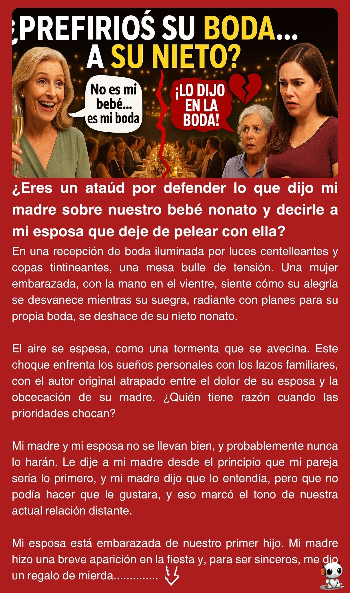 ¿Eres un ataúd por defender lo que dijo mi madre sobre nuestro bebé nonato y decirle a mi esposa que deje de pelear con ella?