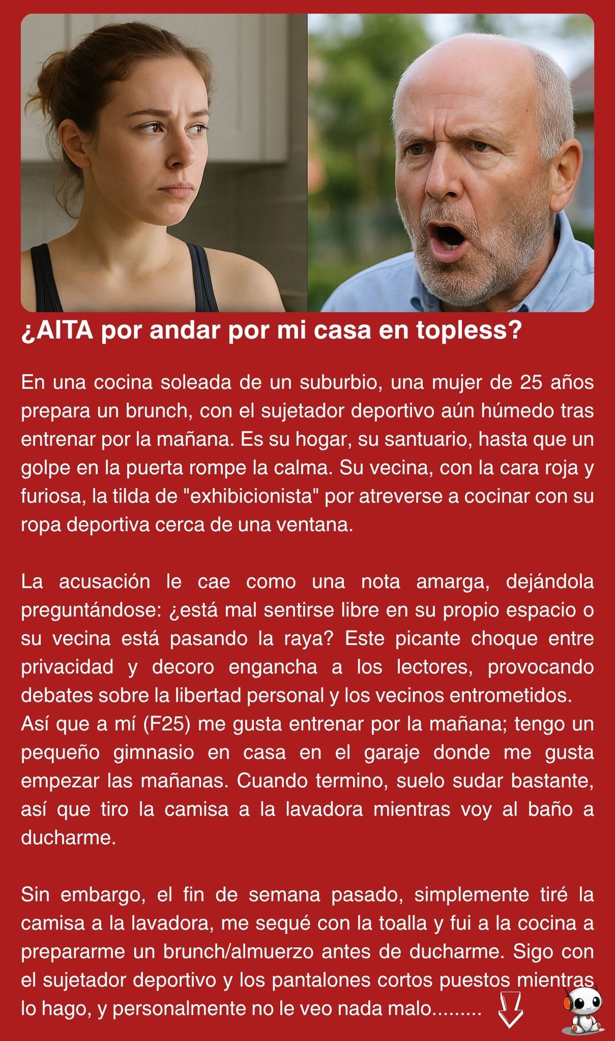 ¿AITA por andar por mi casa en topless?