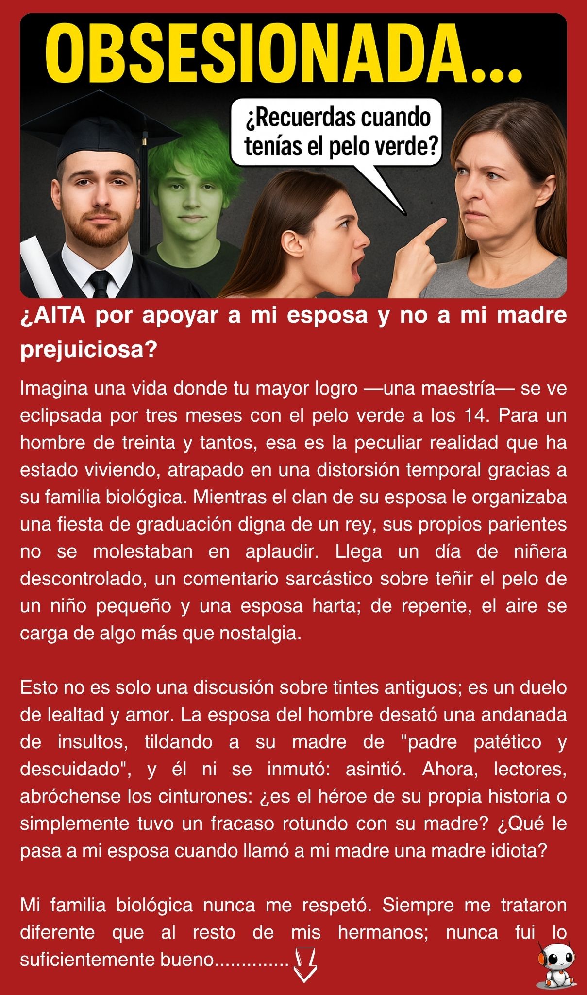 ¿AITA por apoyar a mi esposa y no a mi madre prejuiciosa?