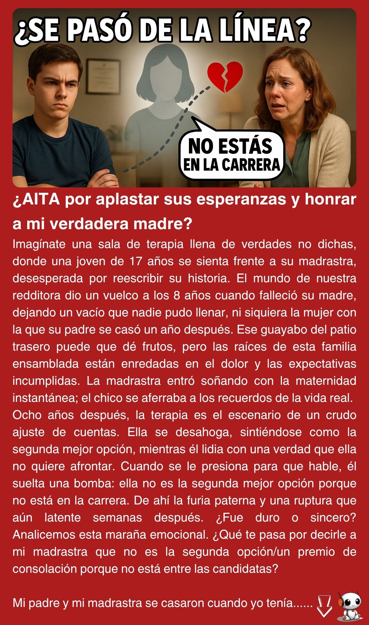 ¿AITA por aplastar sus esperanzas y honrar a mi verdadera madre?