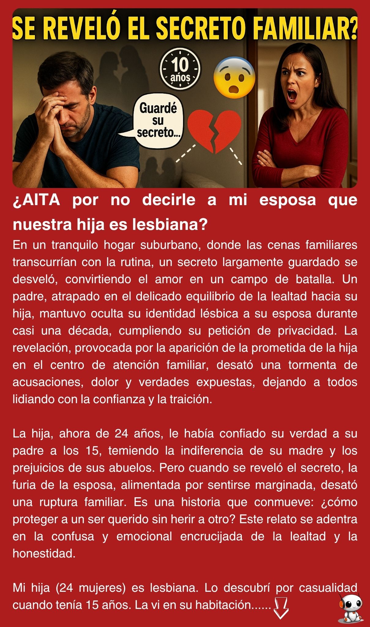 ¿AITA por no decirle a mi esposa que nuestra hija es lesbiana?