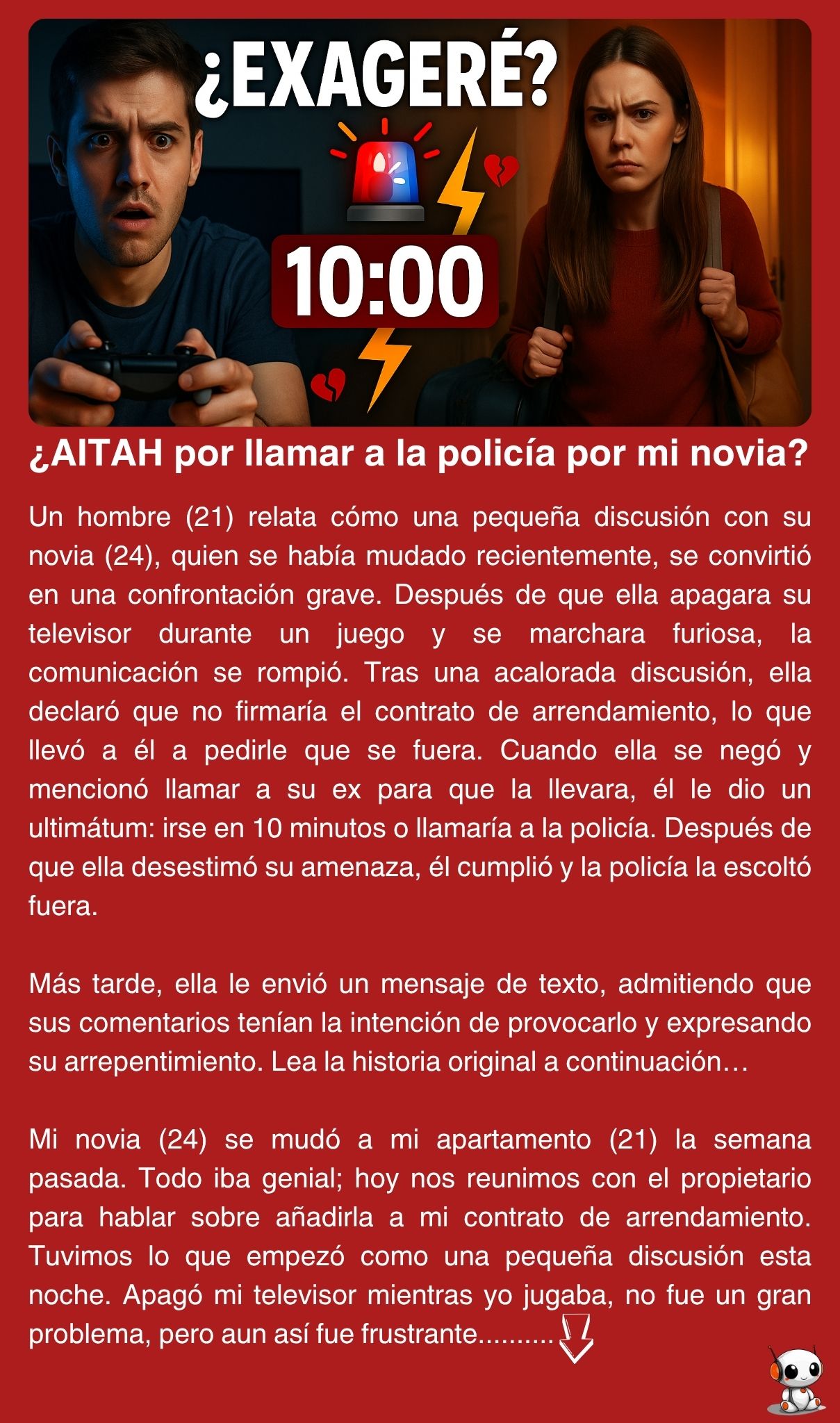 ¿AITAH por llamar a la policía por mi novia?