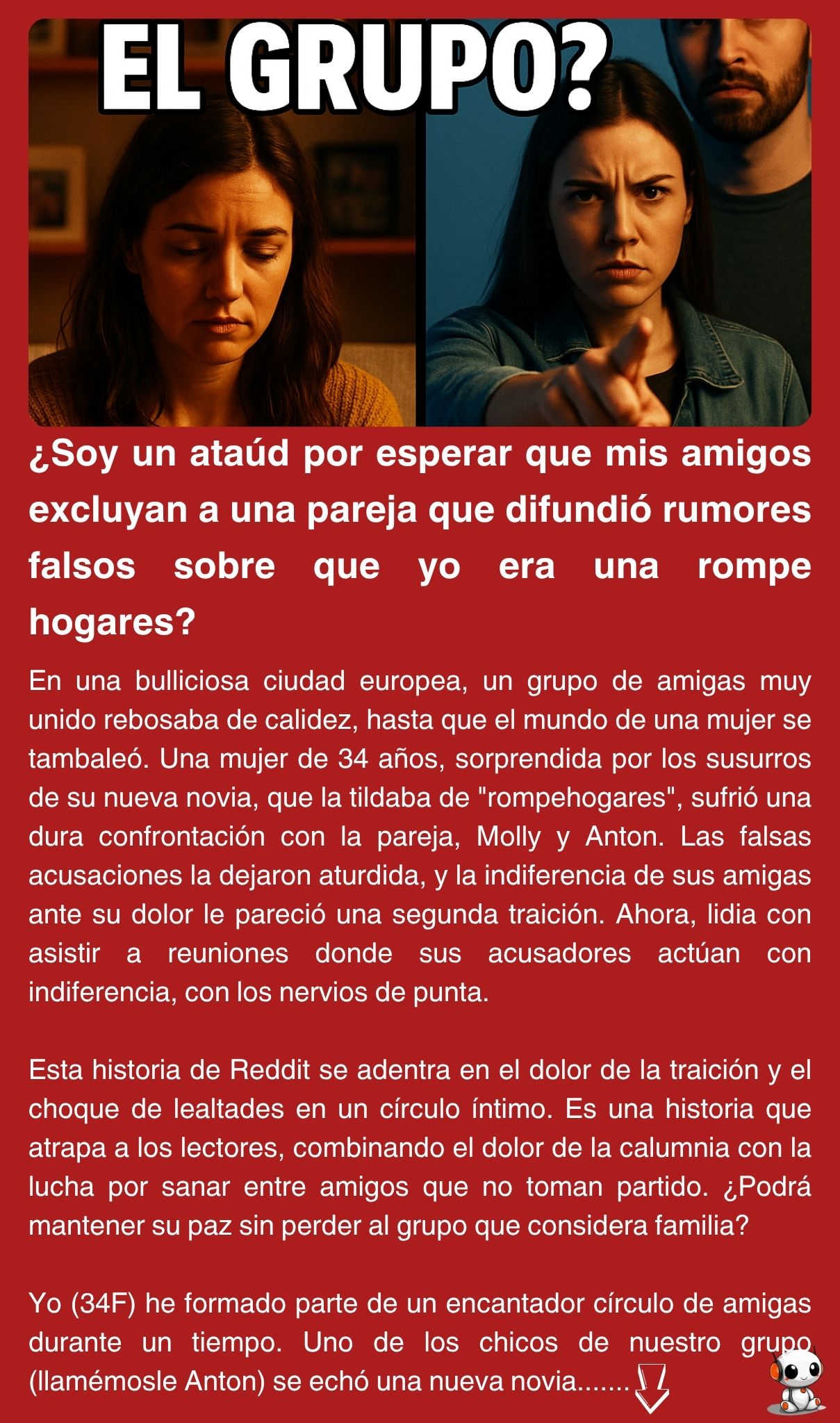 ¿Soy un ataúd por esperar que mis amigos excluyan a una pareja que difundió rumores falsos sobre que yo era una rompe hogares?