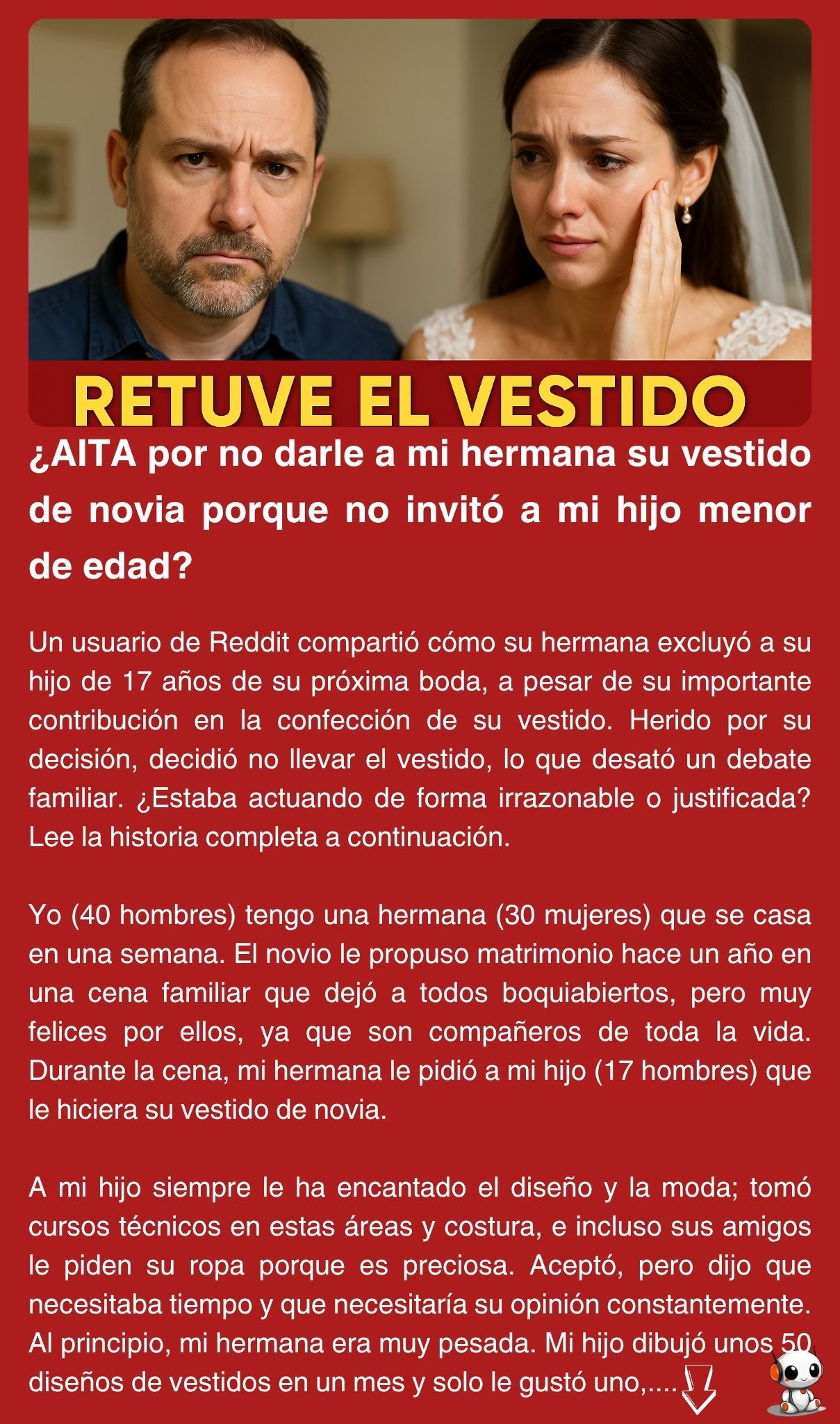 ¿AITA por no darle a mi hermana su vestido de novia porque no invitó a mi hijo menor de edad?