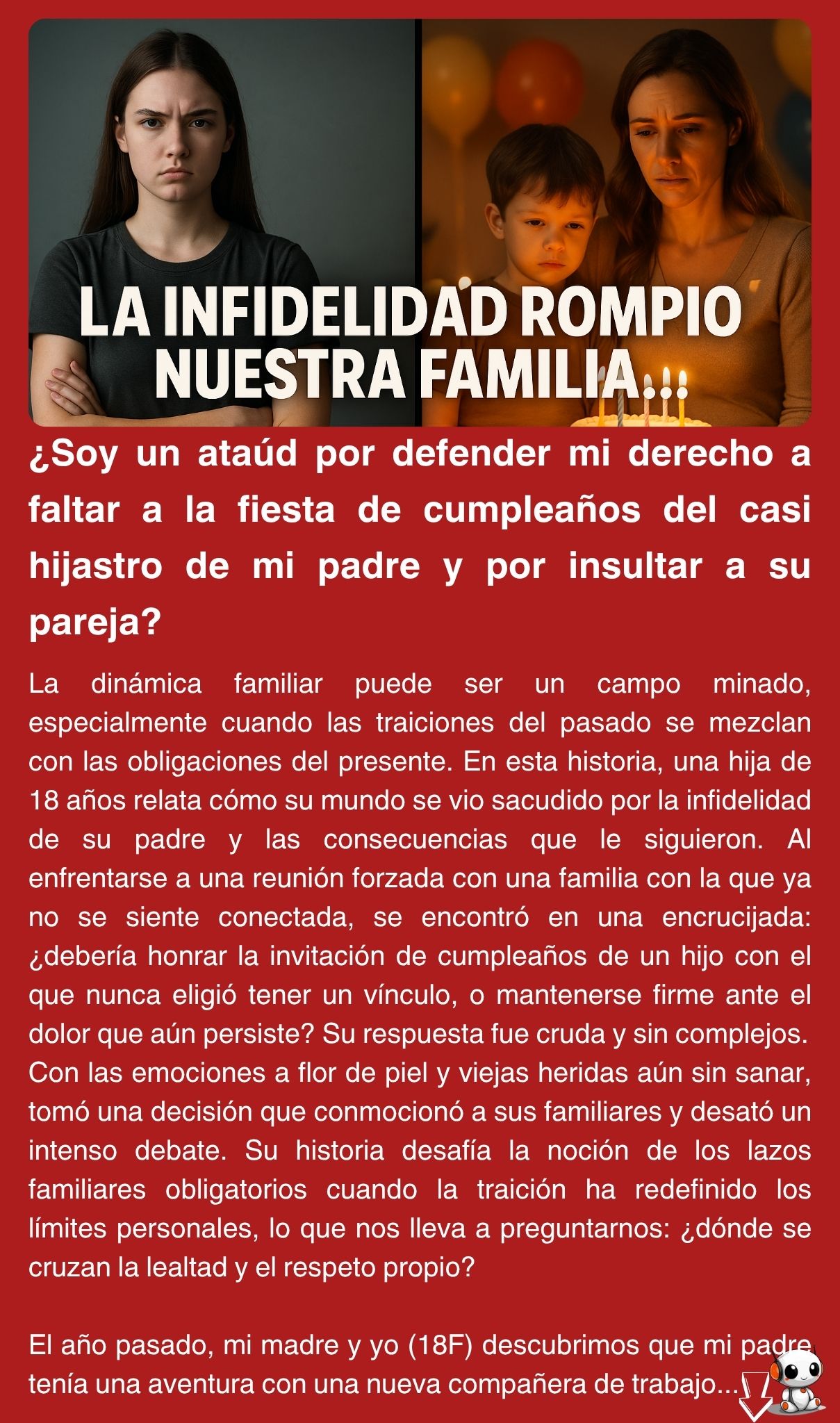 ¿Soy un ataúd por defender mi derecho a faltar a la fiesta de cumpleaños del casi hijastro de mi padre y por insultar a su pareja?