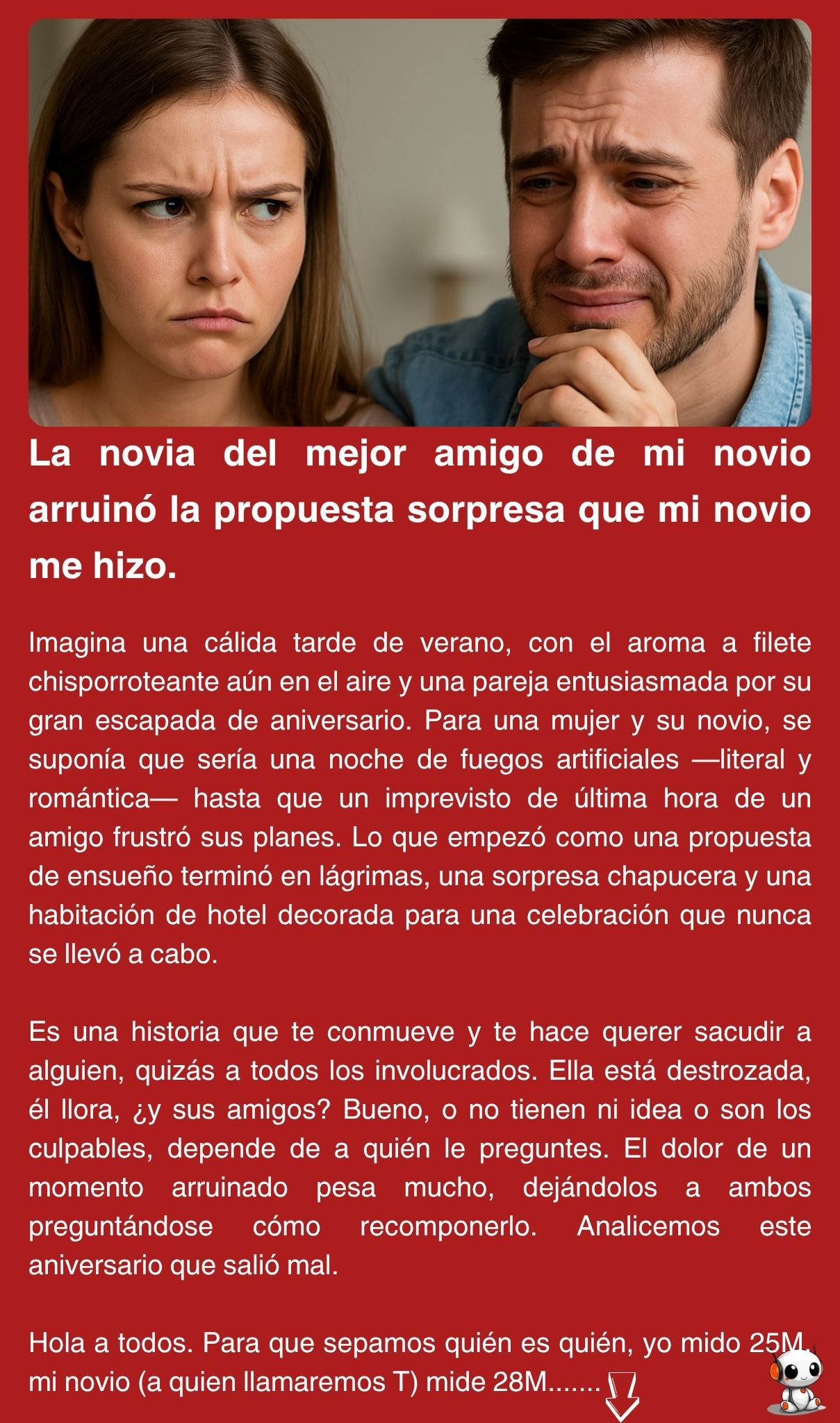 La novia del mejor amigo de mi novio arruinó la propuesta sorpresa que mi novio me hizo.