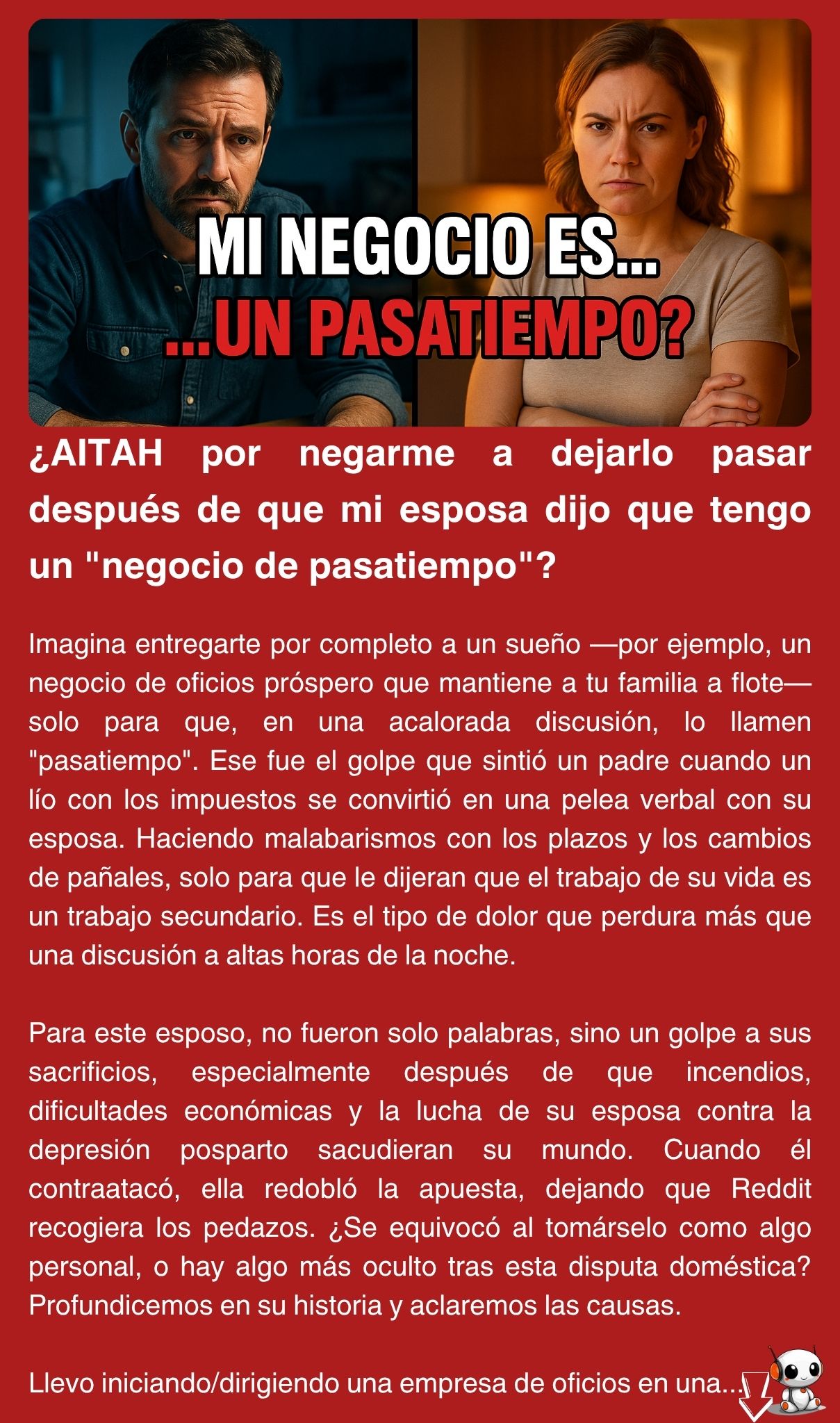 ¿AITAH por negarme a dejarlo pasar después de que mi esposa dijo que tengo un “negocio de pasatiempo”?