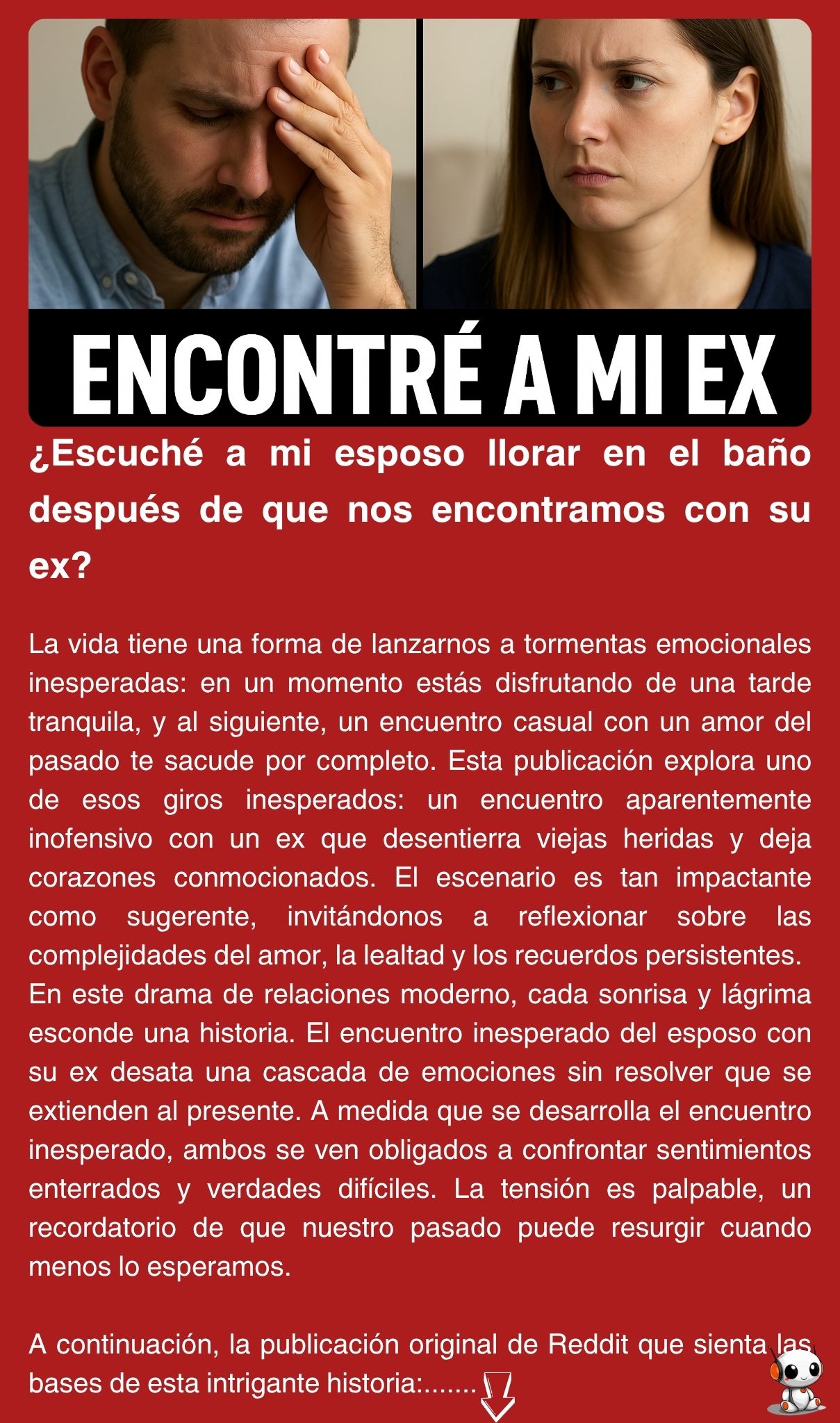 ¿Escuché a mi esposo llorar en el baño después de que nos encontramos con su ex?