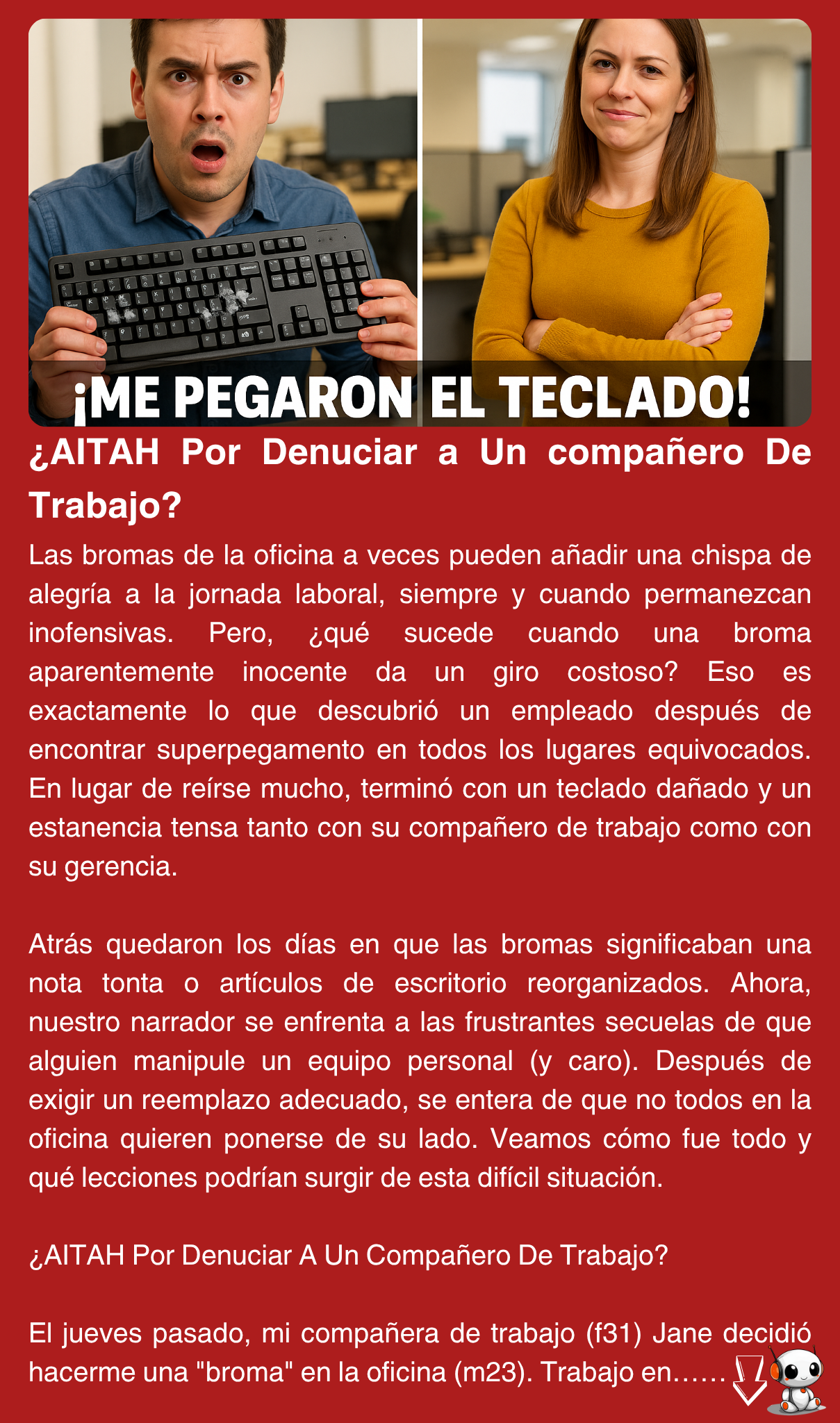 ¿AITAH Por Denuciar a Un compañero De Trabajo?